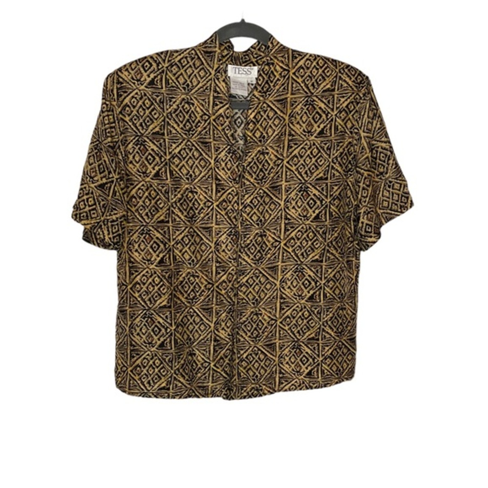 Tess Silk Short Sleeve Blouse Size M